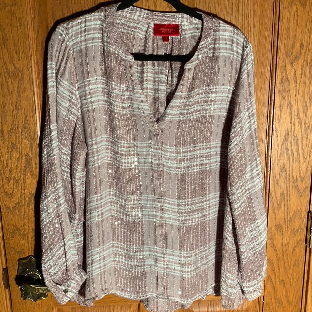 Lavender & White Plaid Pullover Flannel